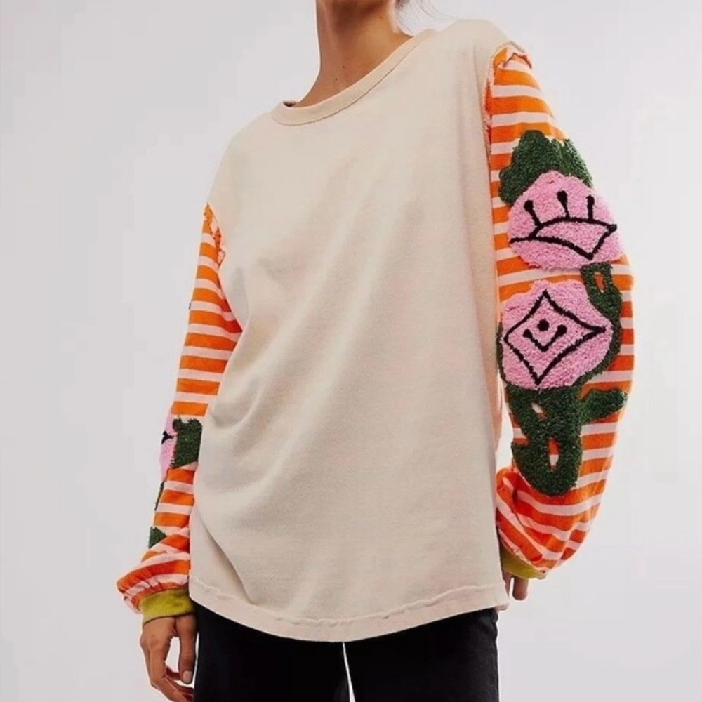 We The Free Striped Sleeved Pullover